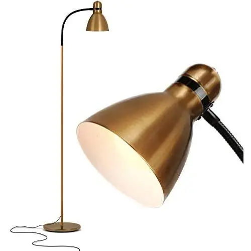 Brightech Avery - Dimmable Task & Reading LED Floor Lamp - Bright Modern Contemporary Standing Light - for Office, Bedroom, & Living Room - Sturdy and Lightweight - Brass