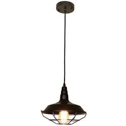 WBinDX Industrial Pendant Light, Black Vintage Cage Barn Light Farmhouse Lamp Hanging Ceiling Light Fixture for Kitchen Dining Room Hallway, 10 Inches