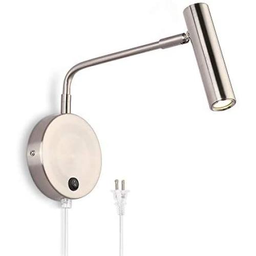 Wall Mounted Lamp, Joossnwell Sconce Light with Plug in Cords Wall Reading Light with Switch for Living Room Bedroom Warm White 3000K