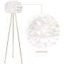 Maxax Tripod Floor Lamp – Feather Floor lamp with White Feather Shade, Modern Standing Light with Gold Finish for Bedrooms/Living Room/Dining Room/Kitchen