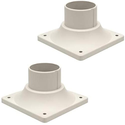 LIT-PaTH Outdoor Post Light Mounting Base, Pier Mount Base, 2-Pack (White)
