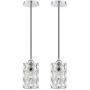 Doraimi 1 Light Polygon Crystal Pendant Lighting (Set of 2) with Chrome Finish, Modern Style Ceiling Light Fixture with Polyhedral Crystal Shade for Foyer Dining Room Family Room