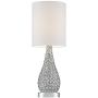 Kasey Modern Accent Table Lamps Set of 2 Crystal Bead Silver Gourd White Drum Shade for Living Room Family Bedroom Bedside - Possini Euro Design