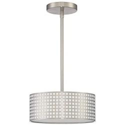 Mini 2 Light Chandelier 10'' Metal Square Grid Brushed Nickel Semi Flush Mount Ceiling Light Fixtures, Chandeliers for Living Room Dining Room Bedroom