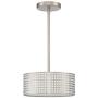 Mini 2 Light Chandelier 10'' Metal Square Grid Brushed Nickel Semi Flush Mount Ceiling Light Fixtures, Chandeliers for Living Room Dining Room Bedroom