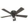 HUNTER 54208 Crestfield Indoor Low Profile Ceiling Fan with LED Light and Pull Chain Control, 52'', Noble Bronze