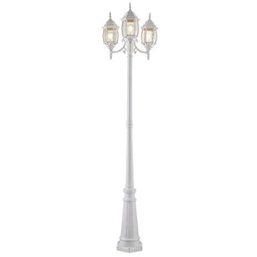 NOMA Outdoor Street Light | Waterproof Outdoor Lamp Post Light with Triple-Head Design for Backyard, Patio, Garden, Walkway or Décor | White Light Pole with Clear Glass Panels, 3-Headed