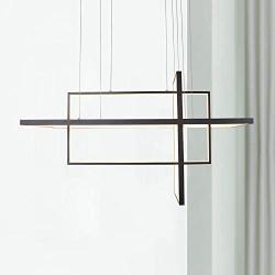 Leniure Black Modern Square Cube LED Light Pendant Lamp Chandelier Lighting Fixture 34'' Wide 16'' Deep 20'' High, Daylight Cool White 6000K