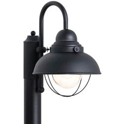 Sea Gull Lighting 8269-12 Sebring One-Light Outdoor Post Lantern Outside Fixture, Black Finish