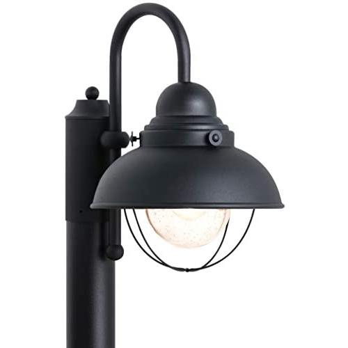 Sea Gull Lighting 8269-12 Sebring One-Light Outdoor Post Lantern Outside Fixture, Black Finish