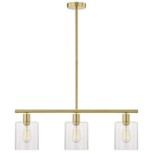 LeeZM Rustic Industrial Chandeliers Modern 3-Light Glass Shades Pendant Lighting Vintage Farmhouse Adjustable Wire Ceiling Light Hanging Lamp for Dining Rooms Bedrooms Living Room Kitchen Island Gold