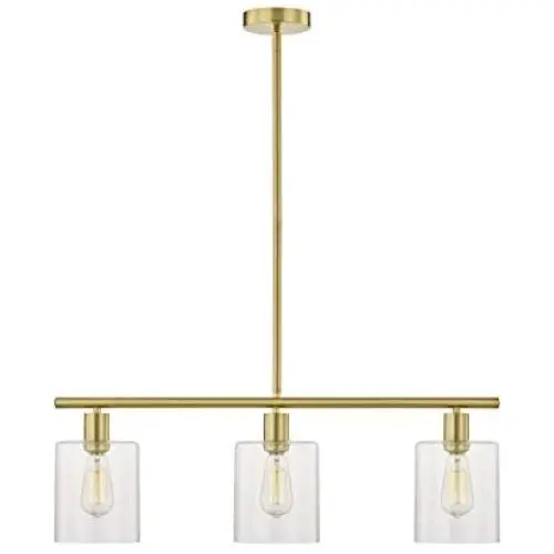 LeeZM Rustic Industrial Chandeliers Modern 3-Light Glass Shades Pendant Lighting Vintage Farmhouse Adjustable Wire Ceiling Light Hanging Lamp for Dining Rooms Bedrooms Living Room Kitchen Island Gold