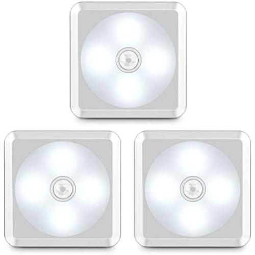 URPOWER Motion Sensor Light, Battery Operated Closet Light Wireless Motion Sensor Closet Lights Stick-on Anywhere Motion Sensor Night Lights for Stair, Cabinet, Closet, Bathroom-Cool White 3 Pack