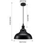 3 Pack Industrial Pendant Lighting, Matte Black Metal Barn Vintage Farmhouse Style Kitchen Hanging Light Fixture for Kitchen Dining Room