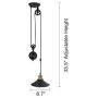 MorNon Rustic Pulley Pendant Light Adjustable Height Industrial Ceiling Hanging Light Indoor Edison Island Lamp for Dining Living Room Kitchen Hallway Foyer Farmhouse, One Light