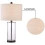 Maxax Table Lamps Set of 2 Glass Nightstand Lamp with Oatmeal Fabric Shade for Living Room Bedroom,Black Finish