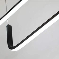 Maxax Linear LED Chandelier Lighting with Adjustable Half Flush Mount Ceiling Hanging Lamp Fixture for Bedroom Living Dining Room Kitchen Island,Black Finish