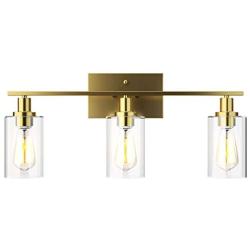 Tangkula 3 Light Wall Lamp, Modern Glass Wall Sconces, E26 Light Bulbs Vanity Light, Silver Energy Saving Fixtures Wall Light, Suitable for Bedroom Living Room Porch Kitchen Cafe