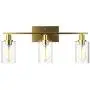 Tangkula 3 Light Wall Lamp, Modern Glass Wall Sconces, E26 Light Bulbs Vanity Light, Silver Energy Saving Fixtures Wall Light, Suitable for Bedroom Living Room Porch Kitchen Cafe