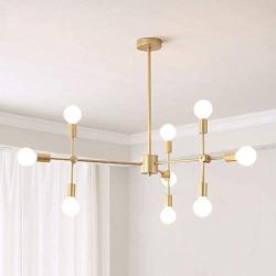 Adjustable Sputnik Molecule Chandelier E26 Nordic Ceiling Light Magic Bean Dimmable Pendant Light Fixture Glass Shade Hanging Lamp For Hallway Dining Room Golden 9 Lights