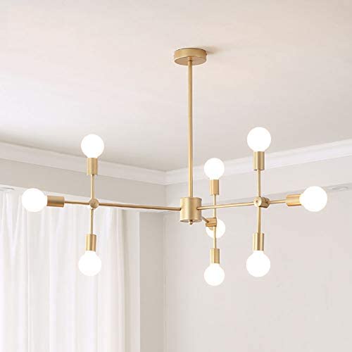 Adjustable Sputnik Molecule Chandelier E26 Nordic Ceiling Light Magic Bean Dimmable Pendant Light Fixture Glass Shade Hanging Lamp For Hallway Dining Room Golden 9 Lights