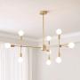 Adjustable Sputnik Molecule Chandelier E26 Nordic Ceiling Light Magic Bean Dimmable Pendant Light Fixture Glass Shade Hanging Lamp For Hallway Dining Room Golden 9 Lights