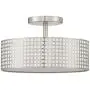 2 Light Semi Flush Mount Ceiling Light 10'' Metal Square Grid Brushed Nickel Finish, Fashion Designed Style Chandelier for Living Room Dining Room Bedroom Balcony, Corridor