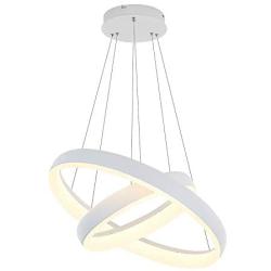 Pendant Light,ROYAL PEARL Modern Chandelier Flush Mount Led Pendant Lamp for Living Room Bedroom Office 2 Rings