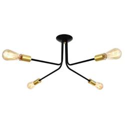 COTULIN Modern Industrial 4-Light Black Sputnik Chandeliers Flush Mount Ceiling Light,Gold Ceiling Light Fixture for Living Room Bedroom Kitchen Dining Room Hallway,Mid Century Sputnik Light Fixture