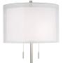 Roxie Modern Floor Lamp Brushed Steel Sheer and Linen Double Drum Shade for Living Room Reading Bedroom Office - Possini Euro Design