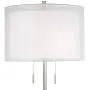 Roxie Modern Floor Lamp Brushed Steel Sheer and Linen Double Drum Shade for Living Room Reading Bedroom Office - Possini Euro Design