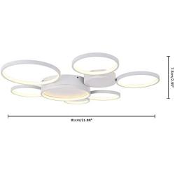 Lingkai Modern LED Flush Mount Ceiling Light 7-Light Chandeliers Control Nature White and Warm White Dimmable Circle Rings Design Ceiling Lamp for Living Room Bedroom Kitchen 3000K-6000K