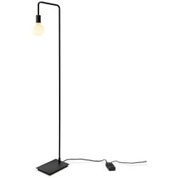 Black Floor Lamp Exposed Bulb - Living Room Standing Light, Bedside Reading Bedroom Lighting, Dimmable Plugin, One Size, ETL Listed