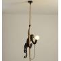CHABEI Loft Vintage Resin Hemp Rope Monkey Pendant Light Fixture Chandelier Industrial Retro E26 Edison Ceiling Pendant Lamp for Dining Living Room Bedroom Bar Cafe (Black)