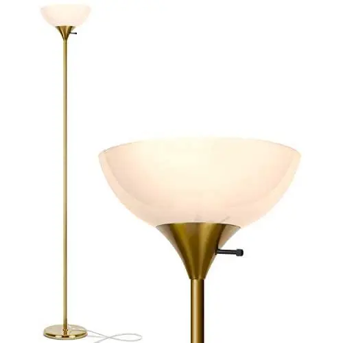 Brightech Sky Dome - Very Bright LED Torchiere Floor Lamp for Living Rooms & Offices– Dimmable Modern Standing Lamp – Tall Pole Light for Bedrooms – LED Bulb Included - Brass, Gold Brightech Sky Dome - Very Bright LED Torchiere Floor Lamp for Living Rooms & Offices– Dimmable Modern Standing Lamp – Tall Pole Light for Bedrooms – LED Bulb Included - Brass, Gold