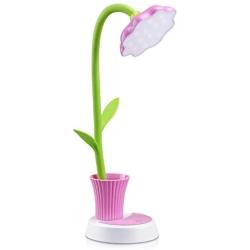 Desk Lamp for Kids - Uniwit Sunflower LED Charging Table Lamp Support Eye Protection Small Desk Folding for Reading,Study and Office, Adjustable Brightness - Pink