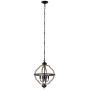 ACLand Farmhouse Chandelier, 4-Light Rustic Pendant Light Fixture Matte Black and Wood Texture Finish Industrial Metal Ceiling Hanging Lighting for Indoor Foyer Kitchen Island Dining Living Room