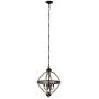 ACLand Farmhouse Chandelier, 4-Light Rustic Pendant Light Fixture Matte Black and Wood Texture Finish Industrial Metal Ceiling Hanging Lighting for Indoor Foyer Kitchen Island Dining Living Room