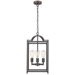 Emliviar 4 Light Foyer Chandelier, Lantern Pendant Light Hanging Light Fixture, Oil Rubbed Bronze Finish, P3038-4