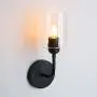 Pathson 1-Light Bathroom Vanity Light, Vintage Wall Sconce Lighting Fixture with Clear Glass Shade and Metal Base, Industrial Wall Mount Lamp for Bathroom Mirror Bedroom Hallway Kitchen