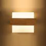 DLGGO Modern Minimalist Fashion Japanese Style LED Solid Wood Wall Light Frosted Glass Wall Lantern Rectangle Hotel Bedroom Bedside Reading Wall Lamps Living Room Staircase Balcony Wall Sconce E27