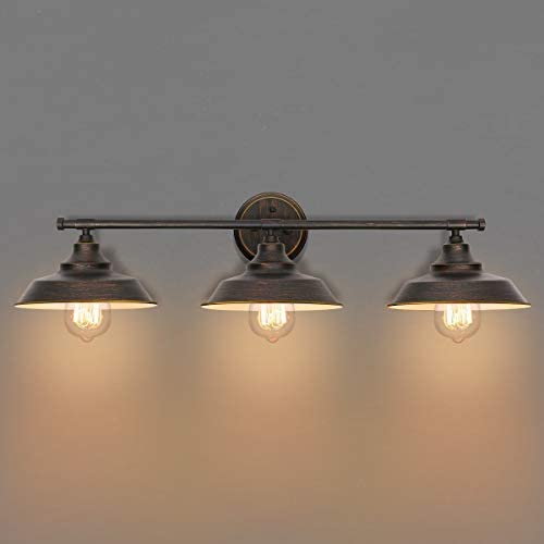 KingSo Bathroom Vanity Light 3 Light Wall Sconce Fixture Industrial Indoor Wall Mount Lamp Shade for Bathroom Kitchen Living Room Workshop Cafe