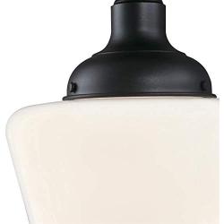 Westinghouse Lighting 6578300 Scholar 9 inch Vintage One-Light Semi-Flush Mount Outdoor Ceiling Light Fixture Textured Black Finish, White Opal Glass