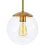 MOTINI Globe Pendant Light, 1-Light Gold Brushed Brass Pendant Lighting with 8'' Clear Glass Shade, Single Hanging Light Fixture for Kitchen Island, Dining Room