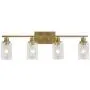 MELUCEE Brass Vanity Lights Wall Sconce 4-Light, Bathroom Light Fixtures with Clear Glass Shade Wall Lights Bedroom Porch Light Fixtures Wall Mount