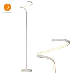 MOTINI LED Floor Lamp Modern Standing Light Built in Foot Switch with 3 Brightness Settings Metal Bright Reading Lamp for Bedroom Office Living Room - Contemporary 58 Inch Tall Lamp in White Finish