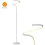 MOTINI LED Floor Lamp Modern Standing Light Built in Foot Switch with 3 Brightness Settings Metal Bright Reading Lamp for Bedroom Office Living Room - Contemporary 58 Inch Tall Lamp in White Finish