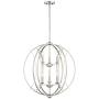 Spherical Brushed Nickel Orb Pendant Chandelier 24'' Wide Modern Open Frame 6-Light Fixture for Dining Room House Foyer Kitchen Island Entryway Bedroom Living Room - Possini Euro Design
