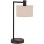 XiNBEi Lighting Table Lamp USB Desk Lamp with Fabric Shade, Modern Bedside Iron Lamp Dark Bronze Finish for Bedroom Living Room & Office XB-TL1230-DB