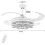 42 Inch Modern Ceiling Fan with Light and Remote Control White Petal Ceiling Fan Chandelier Retractable Blade 3 Speed 3 Colors Dimmable LED Ceiling Fan Light Kit for Living Room Bedroom Dining Room